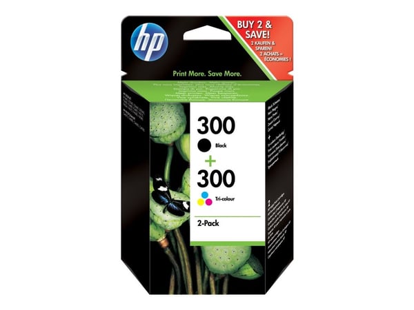 HP 300 - 2-pack - svart, farge (cyan, magenta, gul) - original - blekkpatron - for Deskjet F4210, F4213, F4230, F4235, F4250, F4273, F4274, F4275, ...