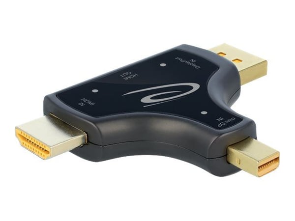 Delock 3 in 1 Monitor Adapter with HDMI / DisplayPort / mini DisplayPort in to HDMI out with 4K 60 Hz - Video/audio-adapter - HDMI, DisplayPort, Mi...