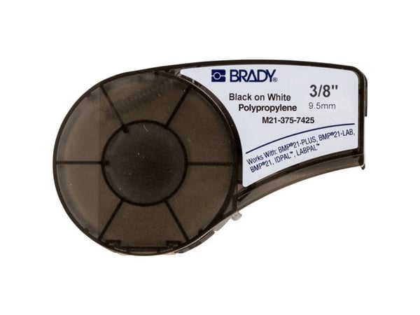 Brady M21-375-7425, Valkoinen, Musta, Polypropeeni (PP), 9,5 mm, 6,4 m, 1 kpl