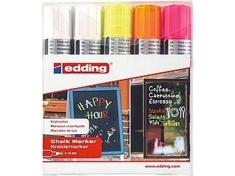 Edding 4090, Harmaa, Oranssi, Vaaleanpunainen, Valkoinen, Keltainen, Neliö, 5 kpl