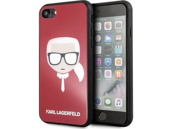 Karl Lagerfeld KLHCPXDLHRE iPhone X/Xs röd Iconic Glitter Karl’s Head