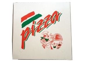 Pizzaæske 50x50x5 cm Hvid med Tryk Pizza Buon Appetito,50 stk/krt