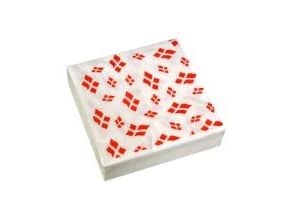 Servetter 3-lagers 33x33 cm med danska flaggan vit, 50 st/fp Servetter 3-lagers 33x33 cm med danska flaggan vit, 50 st/fp