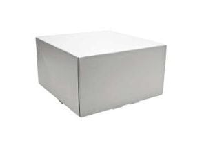 Kageæske hængslet låg høj L220xB220xH120mm pap med åben front uden rude hvid,100 stk/krt