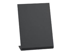 Skilt Securit A6 L-formet Vertikal tavle Frostet sort/blank bagside 3 stk pr sæt,6 set x 3 stk/krt