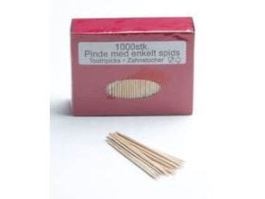 Tandstik træ 80 mm spids i begge ender - løse - (1000 stk.)