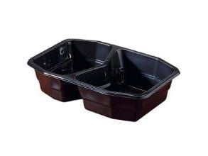 Bakke 2-rum 540/400 ml 215x148x50 mm HMR PP Sort,312 stk/krt