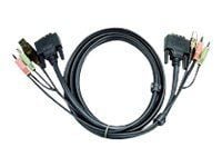 ATEN 2L-7D02UI - Video- / USB / audio-kabel - USB, mini-phone stereo 3.5 mm, DVI-I (hann) til mini-phone stereo 3.5 mm, USB-type B, DVI-I (hann) - ...