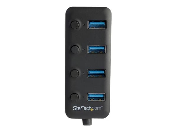 StarTech.com HB30A4AIB, USB 3.2 Gen 1 (3.1 Gen 1) Type-A, USB 3.2 Gen 1 (3.1 Gen 1) Type-A, 5000 Mbit/s, Musta, Muovi, Teho