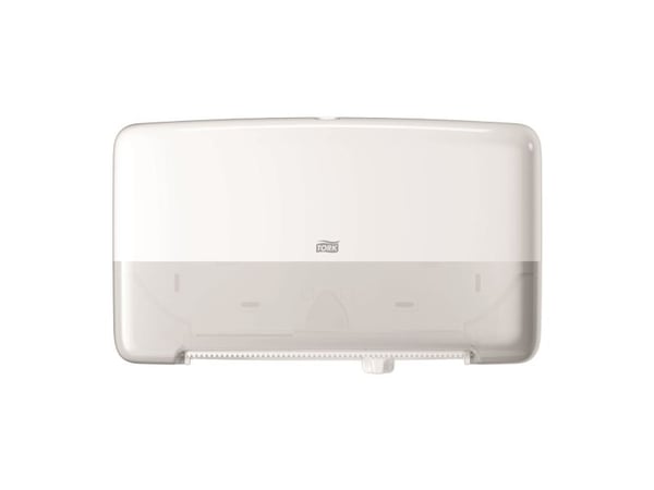 Toiletpapirdispenser ruller, Tork T2 Mini Twin, hvid 432mmx146mm x 275mm