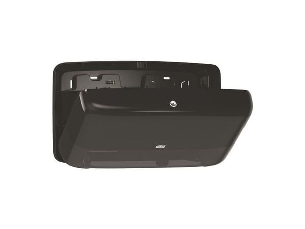 Toiletpapirdispenser ruller, Tork T2 Mini Twin, sort 432mmx146mm x 275mm
