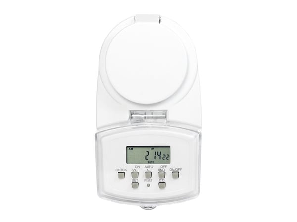 LogiLink ET0008, Päivä-/viikkoajastin, Valkoinen, Digitaalinen, LED, Painikkeet, IP44