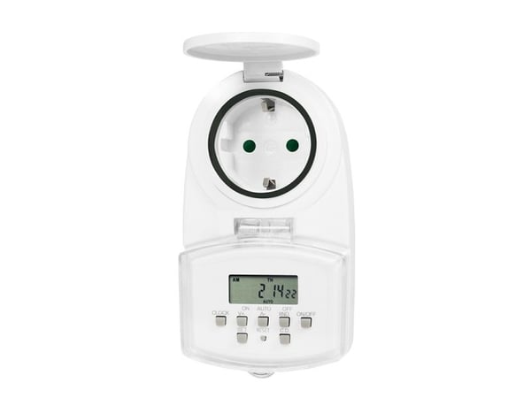 LogiLink ET0008, Daglig timer/veckotimer, Vit, Digital, LED, Knappar, IP44