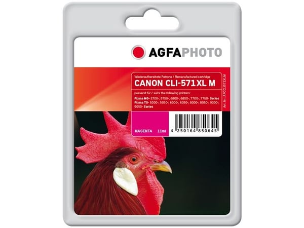 AgfaPhoto - 11 ml - magenta - kompatibel - blekkpatron (alternativ for: Canon 0333C001, Canon CLI-571MXL) - for Canon PIXMA TS5051, TS5053, TS5055,...