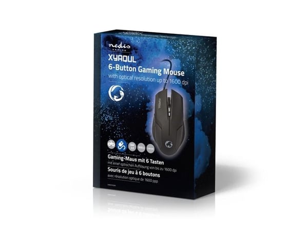 Nedis Gaming Xyaqul - Mus - ergonomisk - høyrehendt - optisk - 6 knapper - kablet - USB - svart