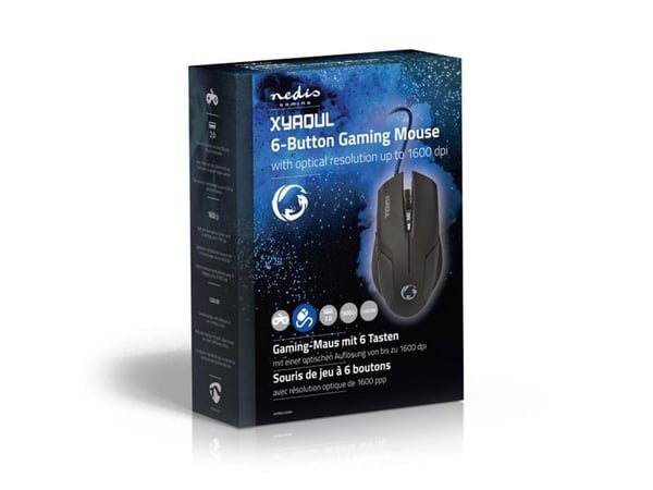Nedis Gaming Xyaqul - Mus - ergonomisk - høyrehendt - optisk - 6 knapper - kablet - USB - svart