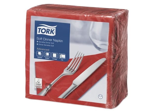 Tork servett 39x39 cm 3-lagers Röd, 12 pk x 100 st/krt