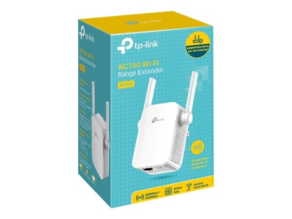 TP-Link RE205 - Rekkeviddeutvider for Wi-Fi - Wi-Fi 5 - 2.4 GHz, 5 GHz