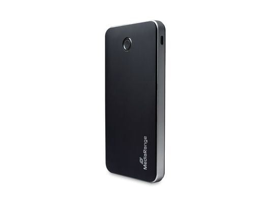 MediaRange MR753 - Strømbank - 10000 mAh - 37 Wh - 22.5 watt - 5 A - PD, QC - 3 utgangskontakter (2 x USB, USB-C) - på kabel: USB-C - svart, sølv