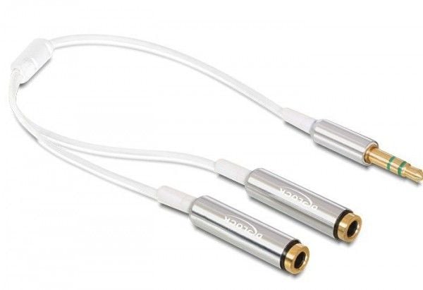 DeLOCK - Audio splitter - stereo mini jack (hann) til stereo mini jack (hun) - 25 cm - hvit