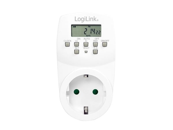 LogiLink ET0007, Daglig timer/veckotimer, Vit, Digital, LCD, Knappar, CE