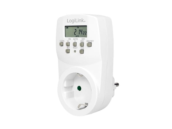 LogiLink ET0007, Daglig timer/veckotimer, Vit, Digital, LCD, Knappar, CE
