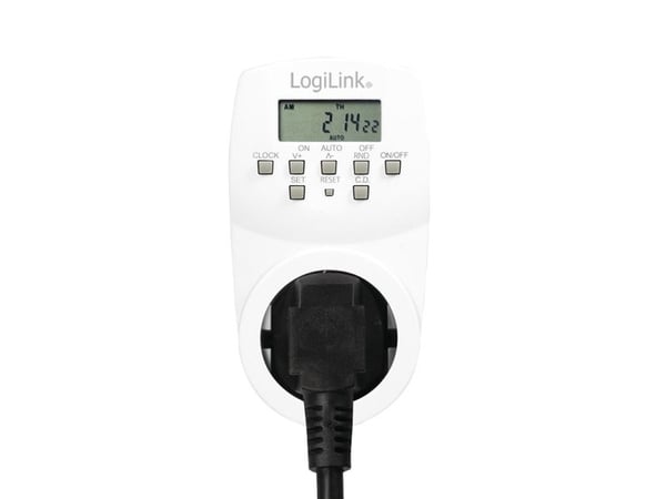 LogiLink ET0007, Daglig timer/veckotimer, Vit, Digital, LCD, Knappar, CE