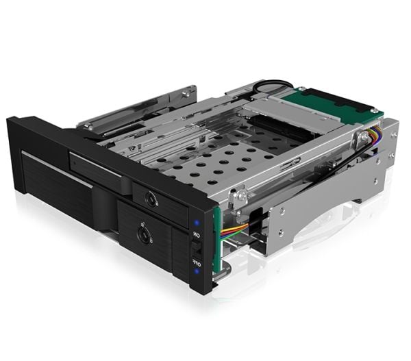 ICY BOX IB-173SSK 2-brønns bytteramme for SATA/SAS, 1x 2,5" + 1x 3,5" SATA HDD, 5,25" harddisk-monteringsramme ICY BOX IB-173SSK 2-brønns bytteramme for SATA/SAS, 1x 2,5" + 1x 3,5" SATA HDD, 5,25" harddisk-monteringsramme