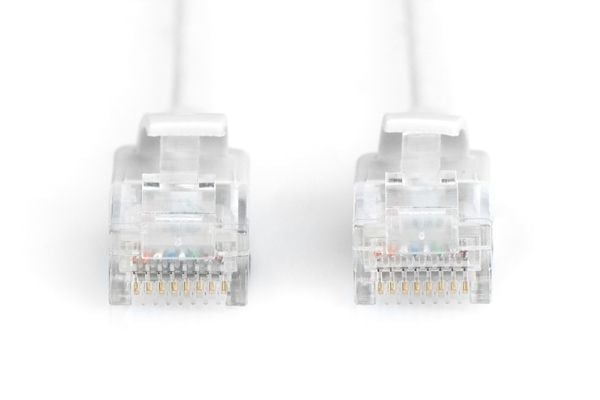 DIGITUS Slim - Koblingskabel - RJ-45 (hann) til RJ-45 (hann) - 1 m - UTP - CAT 6 - halogenfri, formstøpt, uten hindringer - grå