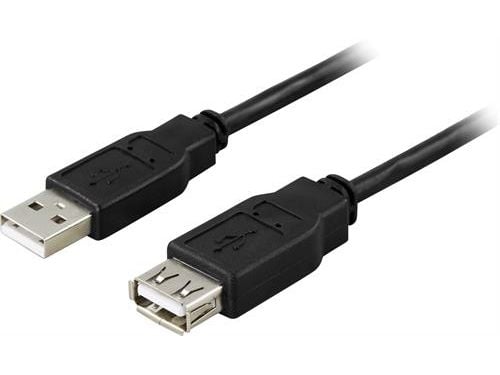 DELTACO - USB-jatkojohto - USB (uros) - USB (naaras) - USB 2.0 - 5 m - musta