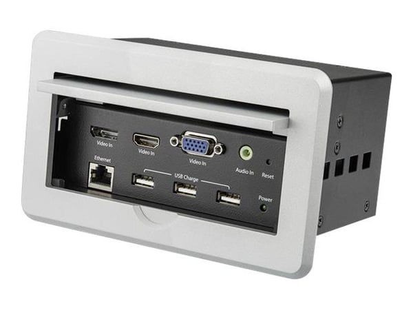 Startech Conference Table Connectivity Pop up Box with AV and Data Ports - HDMI, VGA, DisplayPort to 4K HDMI Output (BOX4HDECP2) - Monteringsplate ...