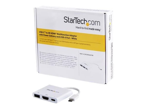 StarTech.com USB-C HDMI-sovitin - Valkoinen - 4K 30Hz - Thunderbolt 3 -yhteensopiva - Power Delivery (USB PD) - USB C Dongle (CDP2HDUACPW) - Videoa...