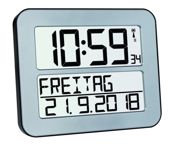 TFA Time Line Max - Alarmklokke - elektronisk - skrivebord, veggmonterbar - sølv