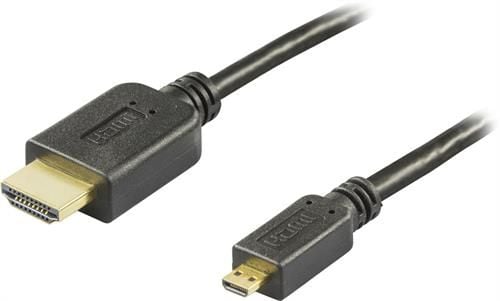 DELTACO HDMI-1053 - HDMI-kabel med Ethernet - 19 pin micro HDMI Type D hann til HDMI hann - 5 m - svart