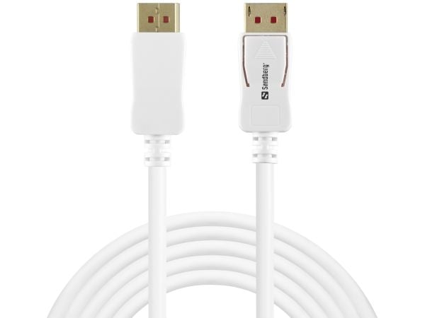 Sandberg - DisplayPort-kaapeli - DisplayPort (uros) - DisplayPort (uros) - DisplayPort 1.4 - 2 m - 8K-tuki - valkoinen
