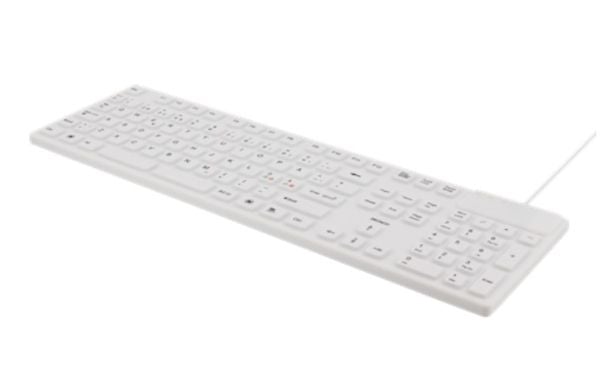 Deltaco TB-505, Full-size (100%), USB + PS/2, QWERTY, Valkoinen