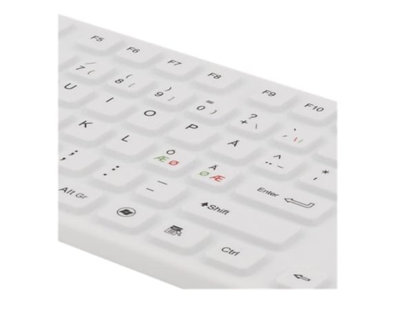 Deltaco TB-505, Full-size (100%), USB + PS/2, QWERTY, Valkoinen