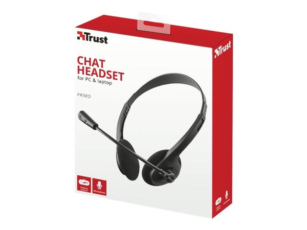 Headset, Trust Primo Chat, on-ear, kablet, sort
