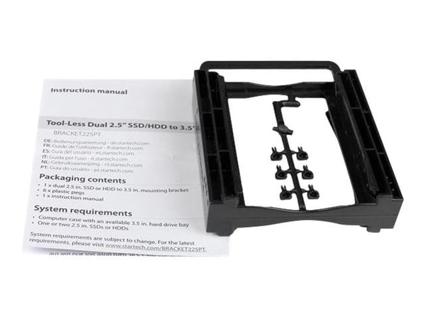 Startech Dual 2.5" SSD/HDD Mounting Bracket for 3.5" Drive Bay - Tool-Less Installation - 2-Drive Adapter Bracket for Desktop Computer (BRACKET225P...