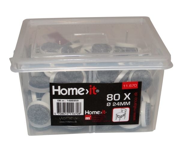 HOME It® glidesøm med filt Ø24 mm 80 stk grå