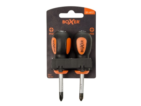 Boxer® lyhyt ruuvimeisselisarja PH2/PZ2:lla