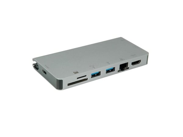 ROLINE 12.02.1022, Ledningsført, USB 3.2 Gen 1 (3.1 Gen 1) Type-C, 10,100,1000 Mbit/s, Grå, SD, 5 Gbit/sek.