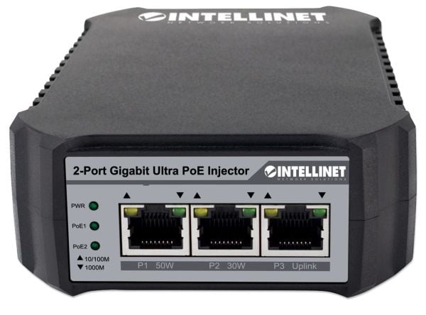 Intellinet 561488, Gigabit Ethernet, 10,100,1000 Mbit/s, IEEE 802.3, IEEE 802.3ab, IEEE 802.3af, IEEE 802.3at, IEEE 802.3u, Cat5, Cat5e, 100 m, Dat...