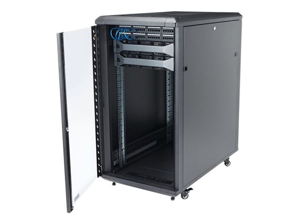 Startech 22U Server Rack Cabinet with secure locking door - 4 Post Adjustable Depth (5.5" to 28.7") - 1768 lb capacity - 19 inch Portable Network E...