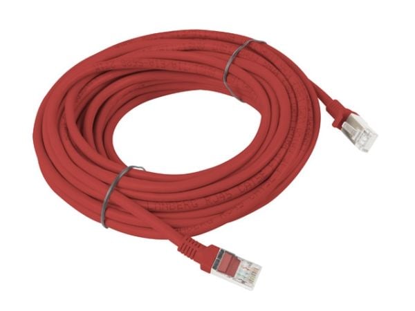 Lanberg - Koblingskabel - RJ-45 (hann) til RJ-45 (hann) - UTP - CAT 5e - uten hindringer - rød, RAL 3017