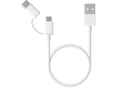 Xiaomi Mi 2-in-1 - USB-kabelsett - 2.4 A - 30 cm - hvit