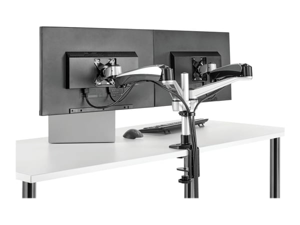 StarTech.com ARMDUAL30, Puristin, 18 kg, 76,2 cm (30"), 100 x 100 mm, Korkeudensäätö, Musta, Hopea