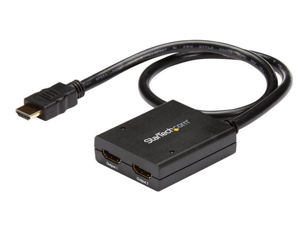 Startech HDMI Cable Splitter - 2 Port - 4K 30Hz - Powered - HDMI Audio / Video Splitter - 1 in 2 Out - HDMI 1.4 - Video/lyd-splitter - 2 x HDMI - s...