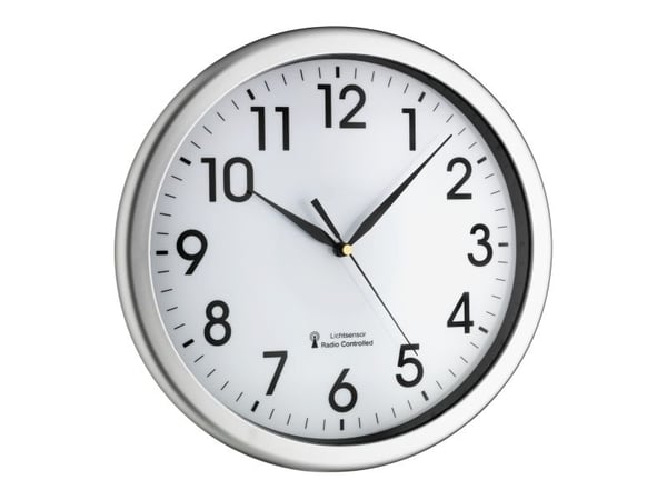 TFA-Dostmann 60.3519.02, Vägg, Quarts-klocka, Rund, Silver, Vit, Plast, AA