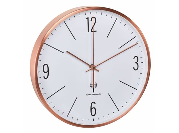 TFA-Dostmann 60.3534.51, Seinä, Quartz clock, Pyöreä, Kupari, Valkoinen, Metalli, Lasi